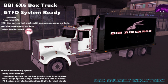 Second Life Marketplace BBI Cubside Box Truck GTFO Equipped White 